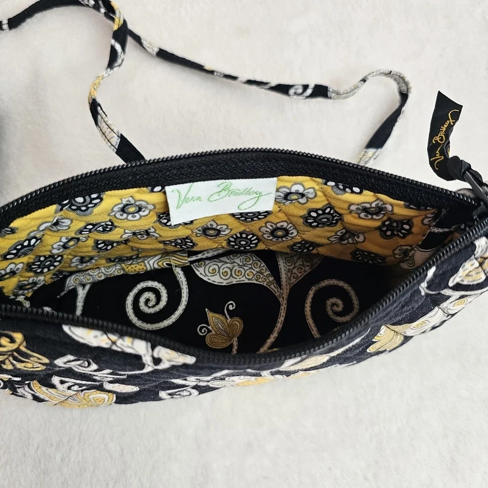 Vera Bradley black Yellow and White Floral Bird Purse with Matching Wallet - Picture 4 of 15